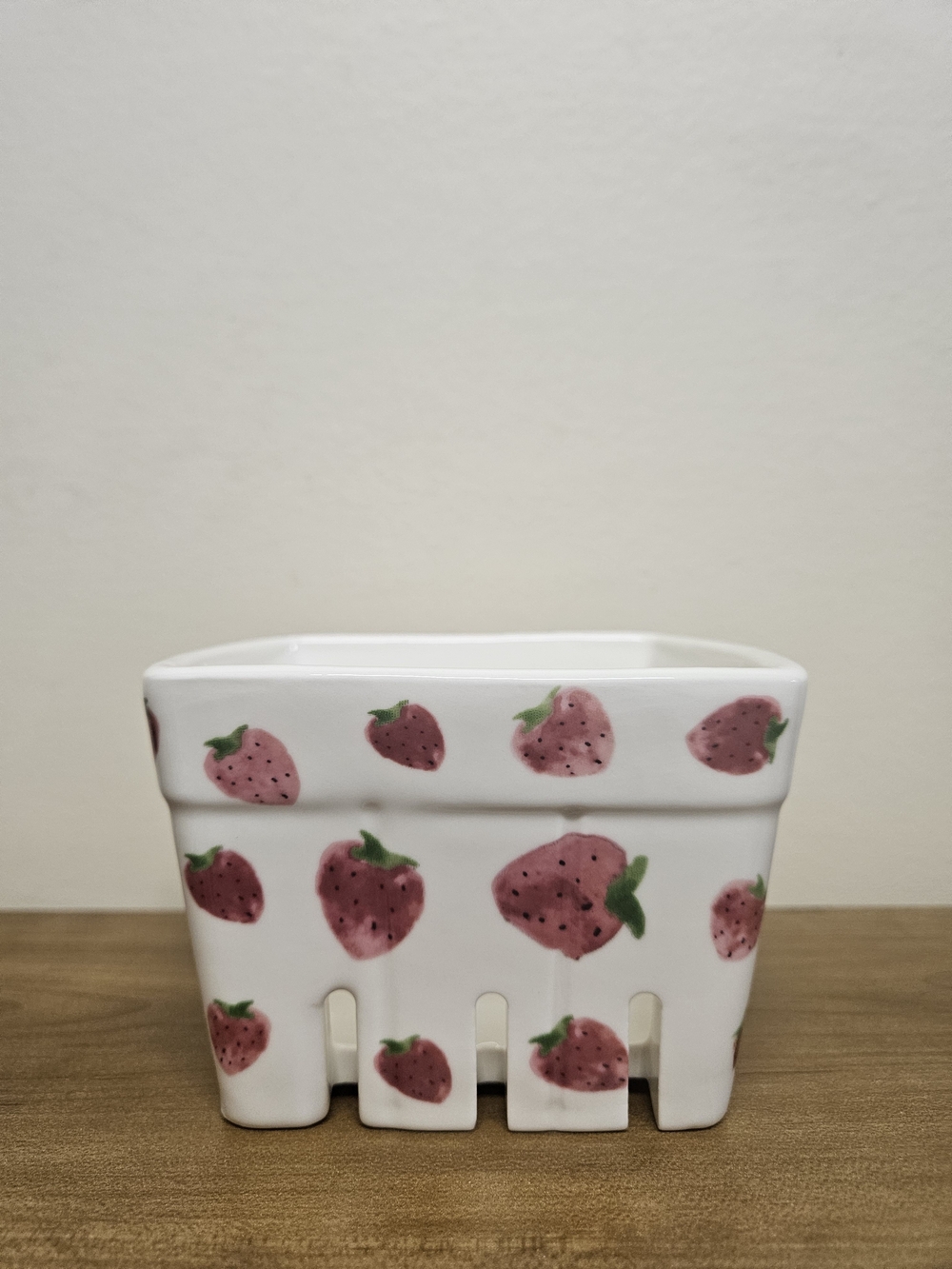 Ceramic Strawberry Motif Basket Planter Colander
